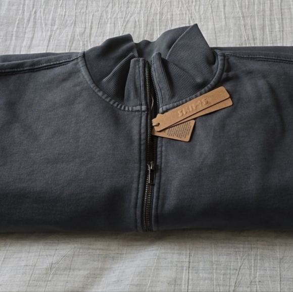 SKIMS Boyfriend Fleece Half Zip Pullover Size:XS Zircon - Picture 9 of 11